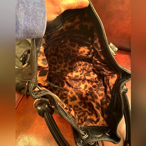 NWOT B. Makowsky Black Leather HOBO Bag - Picture 3 of 3